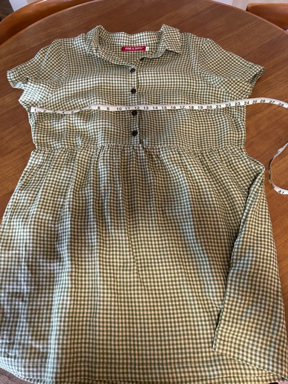 Pyne & Smith Green Gingham Button Front Dress - Picture 7 of 9